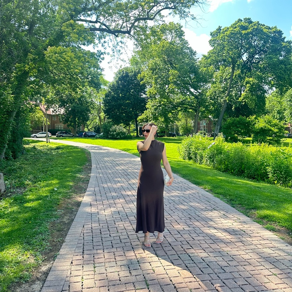 MANGO Brown Sleeveless Dress